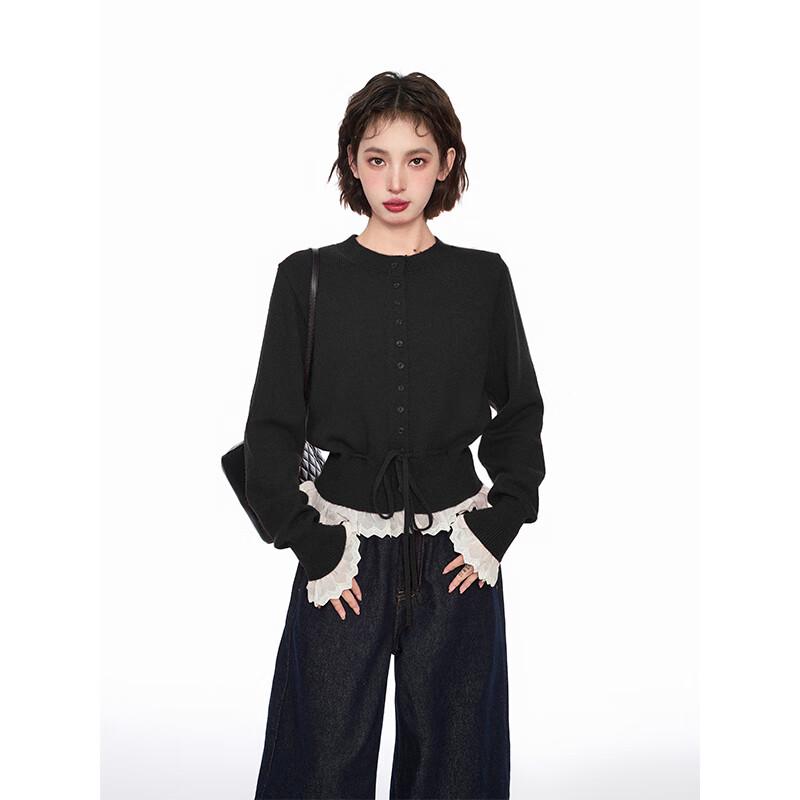 Lanzhi Women's Faux Two-Piece Lace Knit Cardigan Sweater NX829