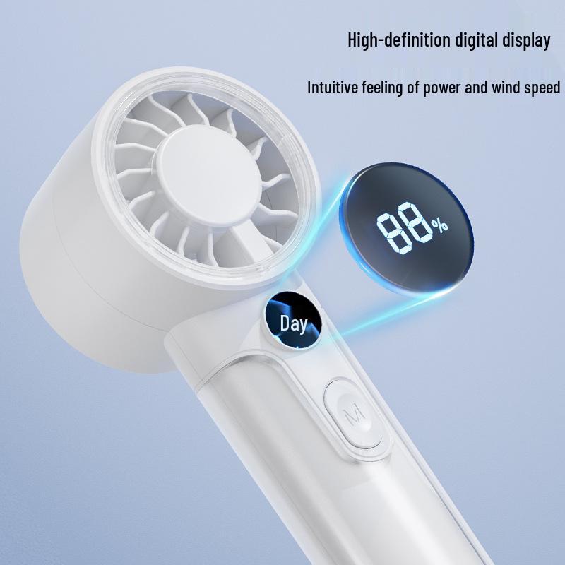 Portable Silent Handheld Fan with Digital Display and Long Battery Life for Outdoor Summer Cooling