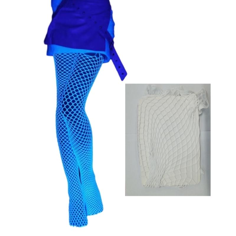 Women Luminous High Waist White Fishnet Tights Tights Glow in the Dark Fishnet Stockings Leggings Glowing Fishnet Socks