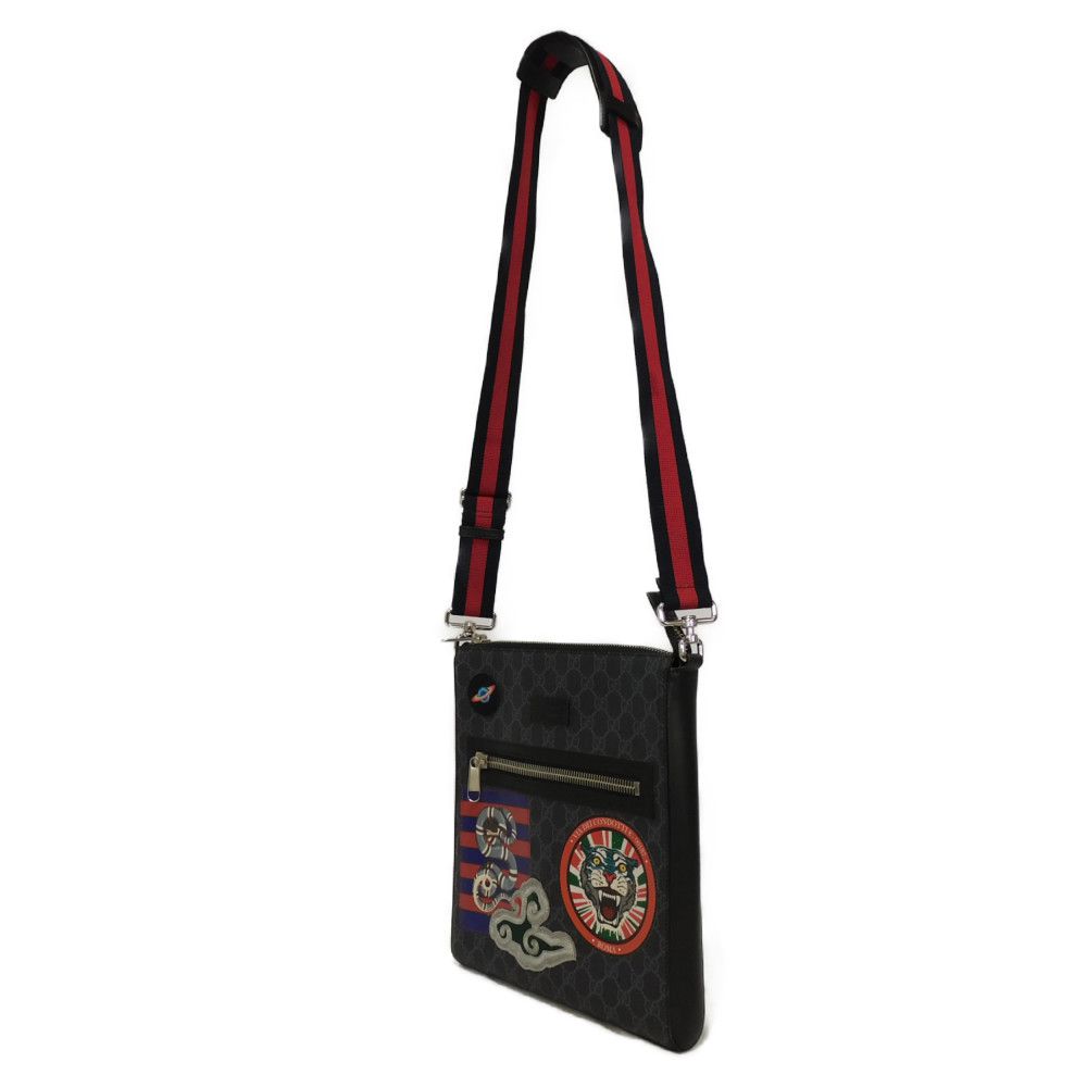 Used GG Supreme Messenger Bag 9539 474137 9F23N 8850 7921 Logo Applique Web Embroidery Black Men's from Japan AUTHENTIC