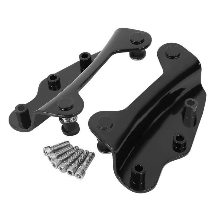 Set: Support de Montage pour bagages compatible avec Harley Davidson Touring 09-13 noir + Kit de Fixation à quatre points