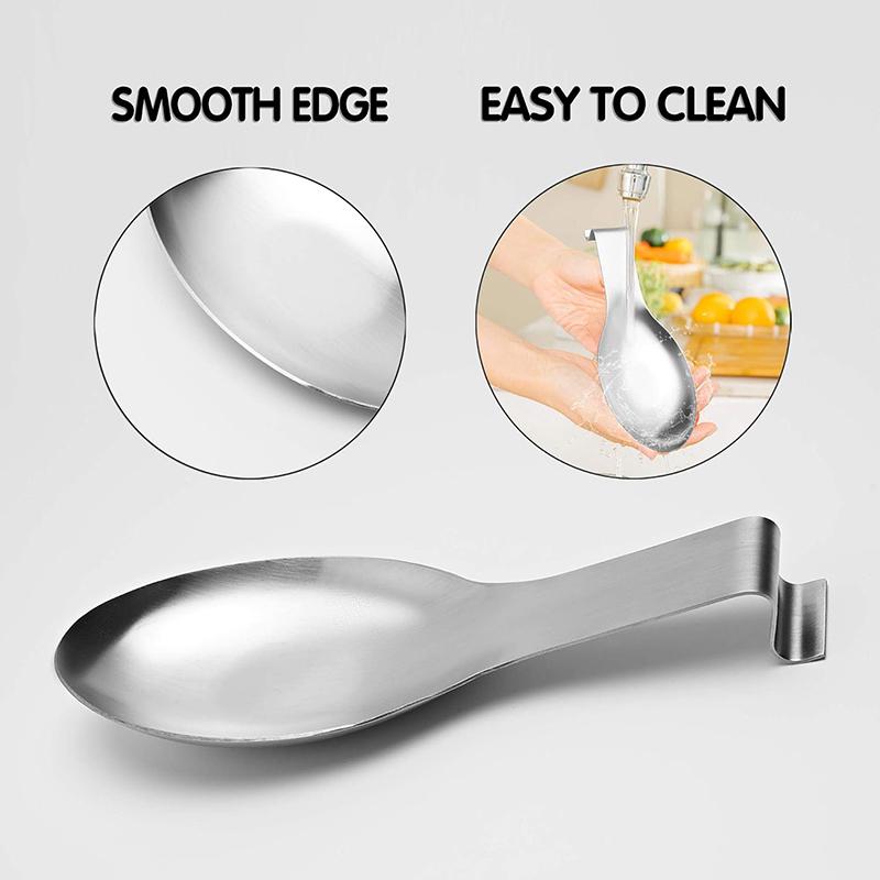 Stainless Steel Spoon Rest Spatula Ladle Holder Soup Spoon Rack Heat Resistant Spoon Holder Storage Tray Kitchen Spoon Utensil