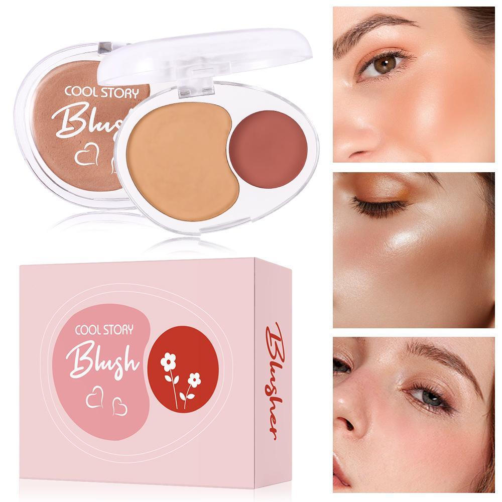 Double Mix Blush Clay Soft and Delicate Contouring Mashed Potatoes 2 Color Face Brightening Mousse Blush Paste Tray
