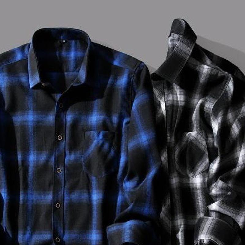 Podzimní Japonská Černobílá Kostkovaná Košile s Dlouhým Rukávem Pánský Designový Smysl Niche Retro Hong Kongský Styl Volná Košilová Bunda