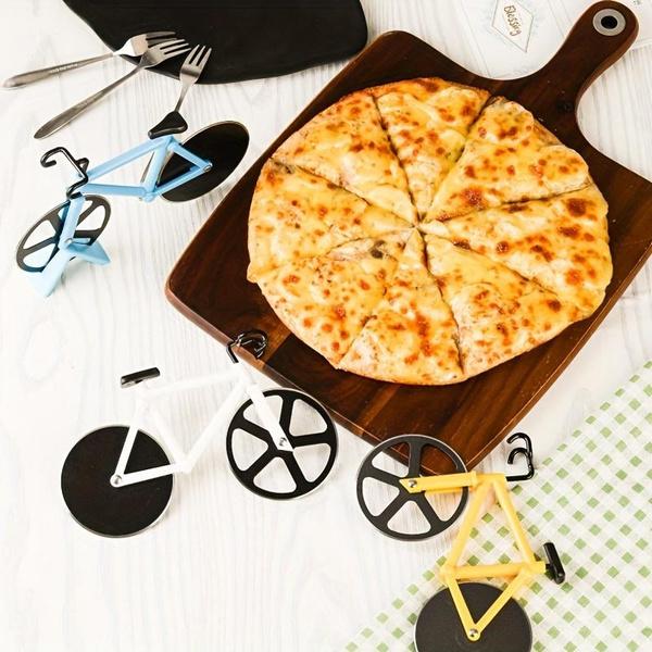 1ks Cyklistický kulatý nerezový kráječ na pizzu, nůž na pizzu, nástroj na pečení, víceúčelový kráječ na sušenky Dělič jídla Kuchyňské nástroje