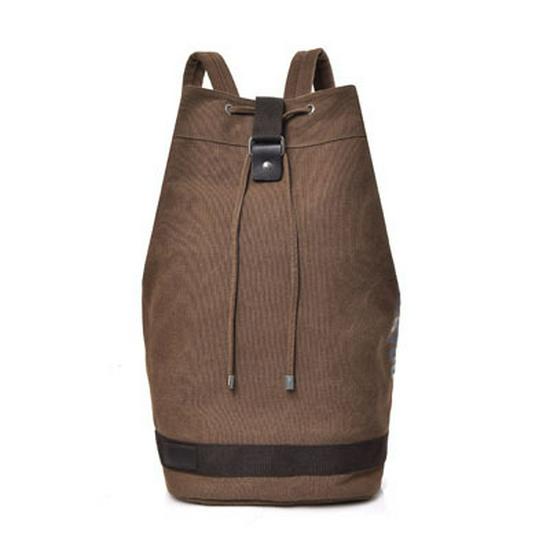 Unisex Canvas Sports Backpack: Round Barrel, Travel & School Laptop Bag for Men