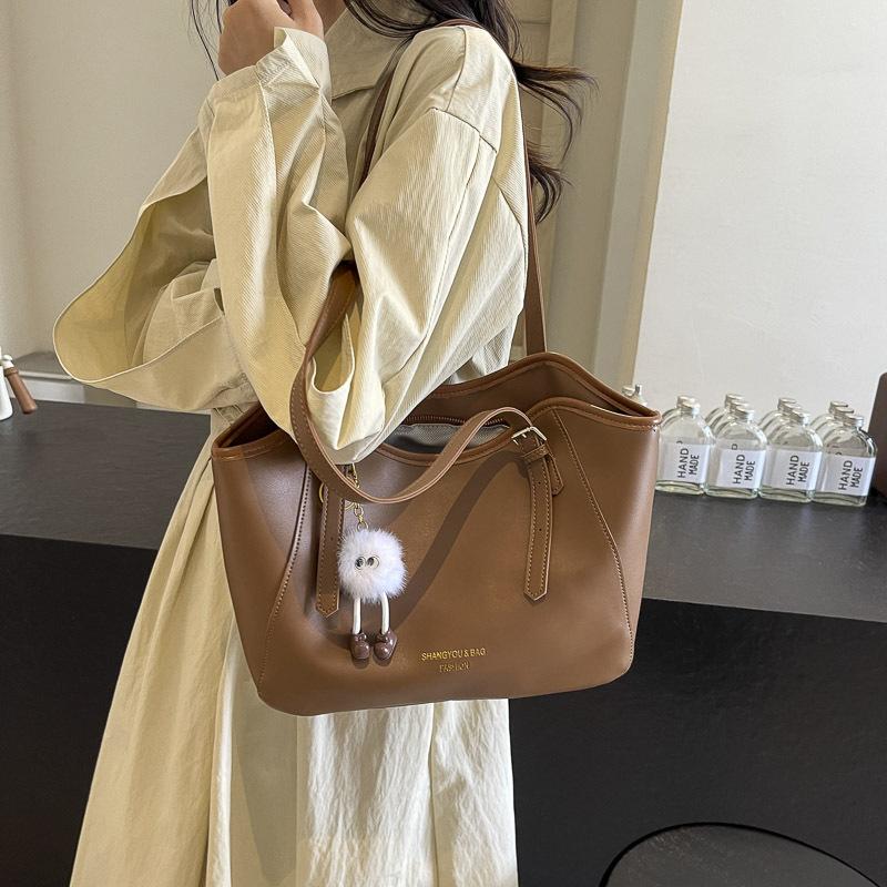 

Простая ретро сумка большой вместимости женская новая сумка на плечо подмышку модная высококлассная сумка-тоут коричневый