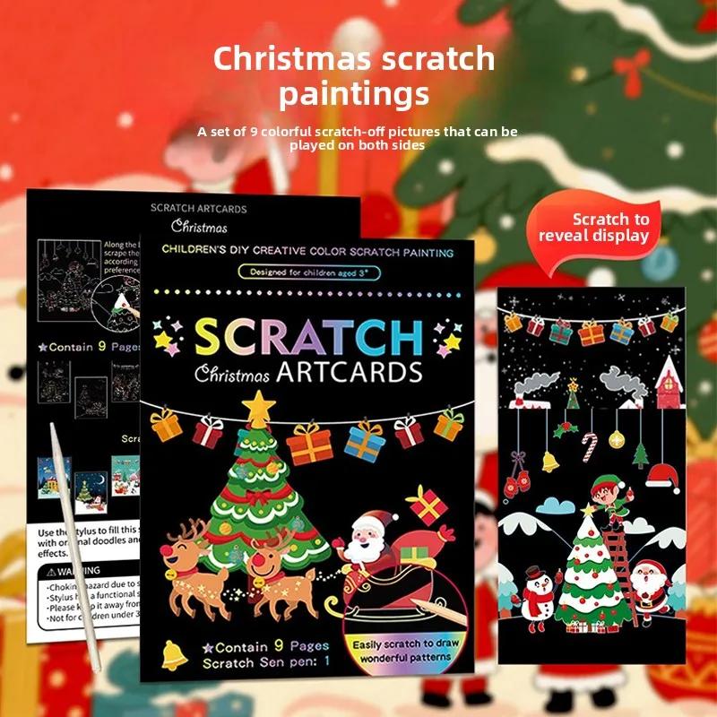 9Pcs/Set Magic Rainbow Color Scratch Art Painting Paper Card Kit Cartoon Animal Drawing Board Drawing Toys Diy Educational Toy