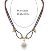 Metal Chain Necklace with Sunflower and Star Pendants Clavicle Choker for Women