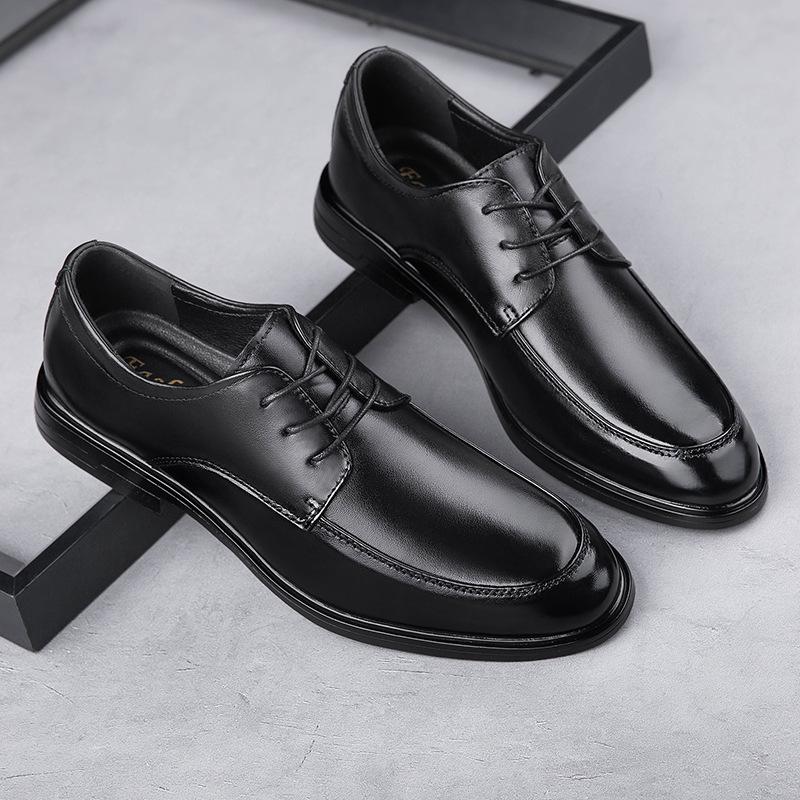 

Men s shoes 2025 summer new non-slip wear-resistant lace-up soft surface business dress leather shoes mature men s waterproof trendy shoes 45