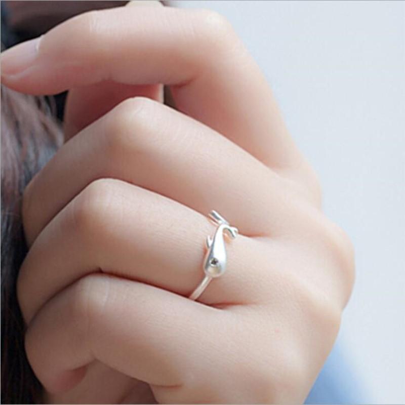 New 925 Silver Whale Fish Animal Opening Rings R178