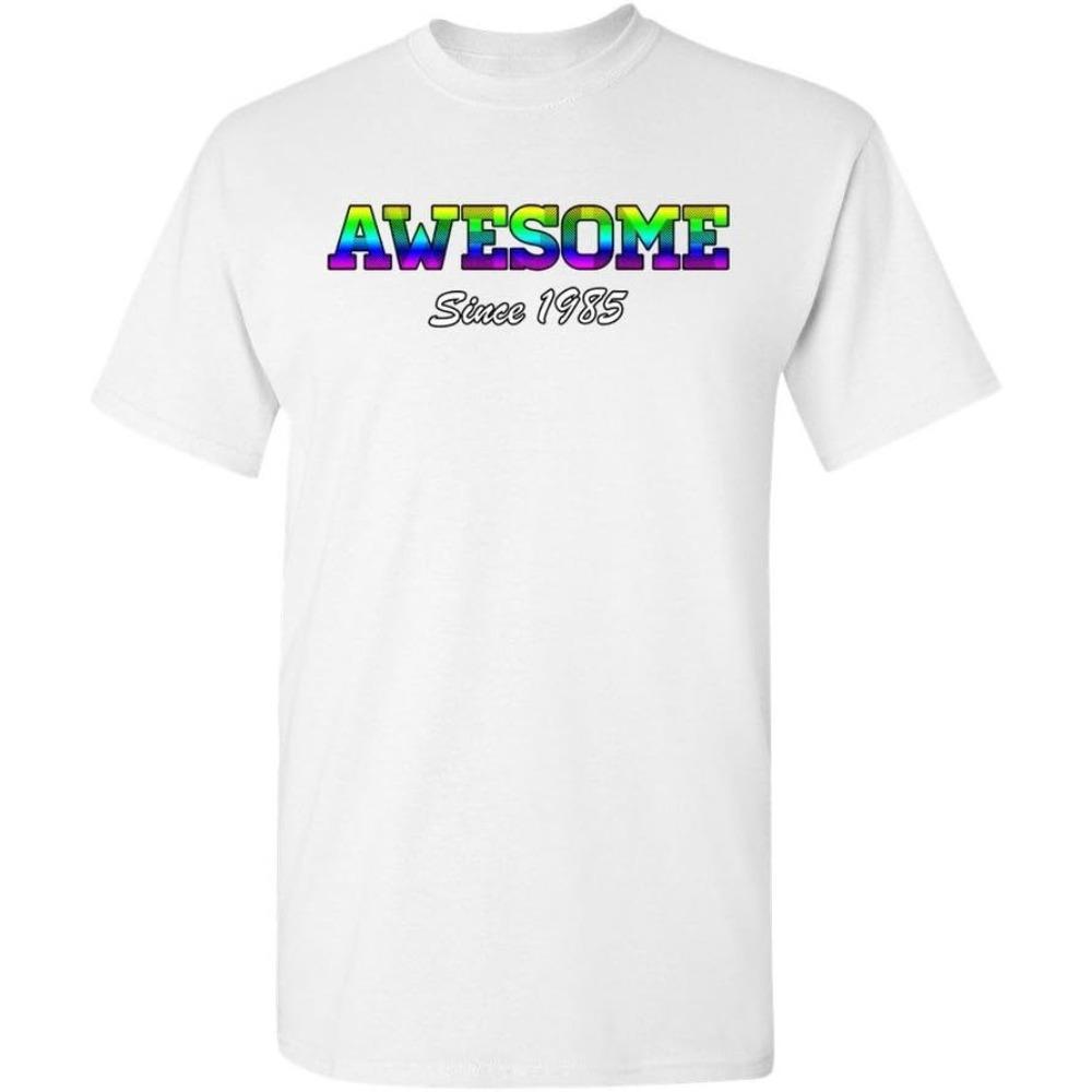 Awesome Since 1985 Colorful Gift Novelty TShirt Men Crewneck Cotton Tee Tops Fashionable Casual Summer Daily Life Short Sleeve