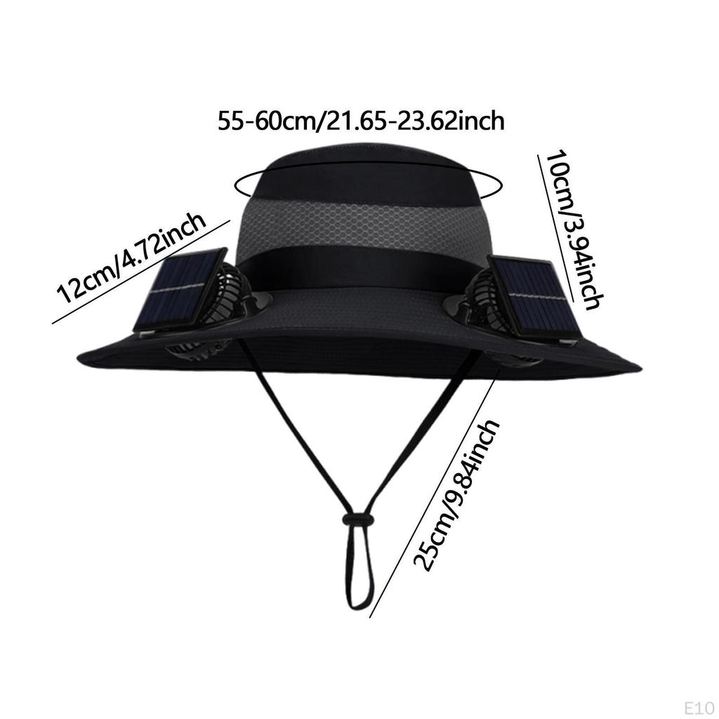 Adjustable Bucket Hat with Solar Fans for Outdoor Activities