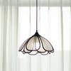 Boho Chandelier Flower Shaped Fabric Lampshade Chandelier Ceiling Light with E27 Bulb for Hallway Living Room Kitchen Study Cafe