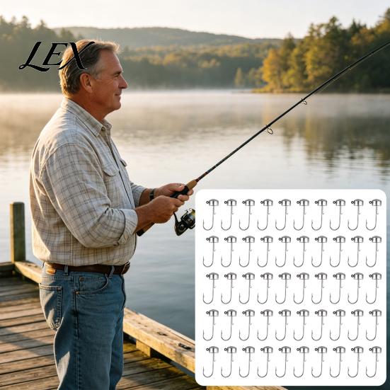 High Strength Hooks 50Pcs Metal Fishing Set, 3.5/5/7/10/14g Jig Head Hook, Heavy Tackle Accessories Duty Fish Hook with Barbs for Freshwater Saltwater