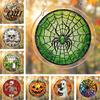 Halloween Puzzle Decoration Acrylic Decor, 2D Ghost Pumpkin Skeleton Hanging Sign, Faux Sign Stained Glass Spooky for Party Home Stress Relief