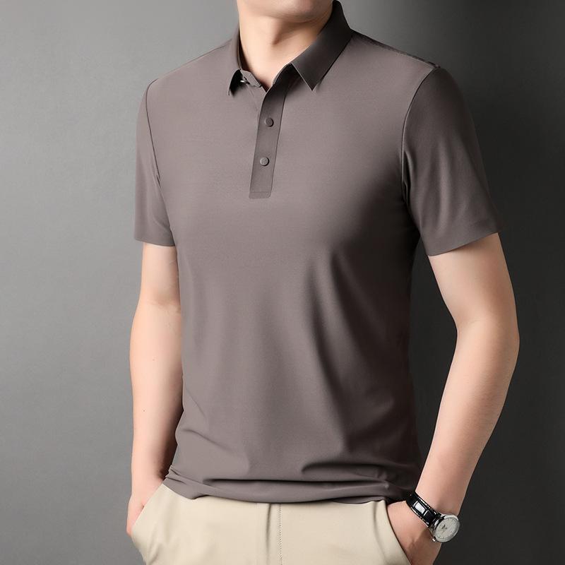 Men's Short-sleeved T-shirt Summer New Solid Color Polo Shirt for Young and Middle-aged People Jinami Seamless T-shirt