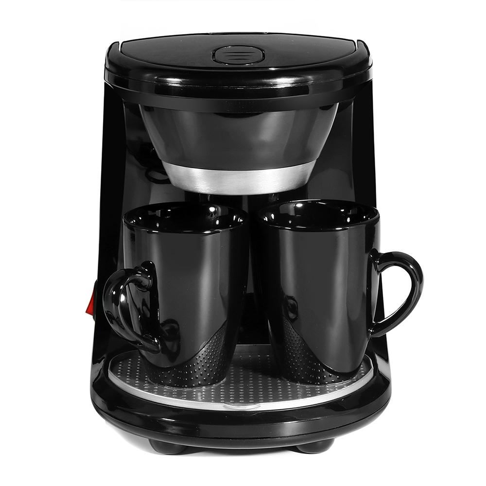 110V/220V 450W Household Electric Drip Coffee Maker Auto Dual Cup Coffee Machine Dual-use American Coffee Tea Machine