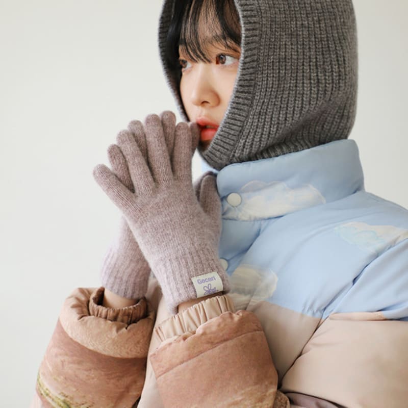 GOCORI SHORT KNIT GLOVES - PURPLE SAGE Knit Gloves Wool Gloves
