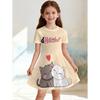 Cute Cat Girls' Princess Dress Summer Casual Dress for Girls Cartoon Graphic Outfit O-Neck Birthday Gifts Children Clothes