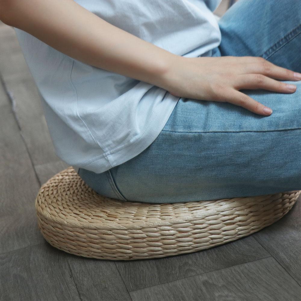 Japanese Style Natural Straw Futon Cushion Round Floor Mat Retro Tatami Cushion  Living Room