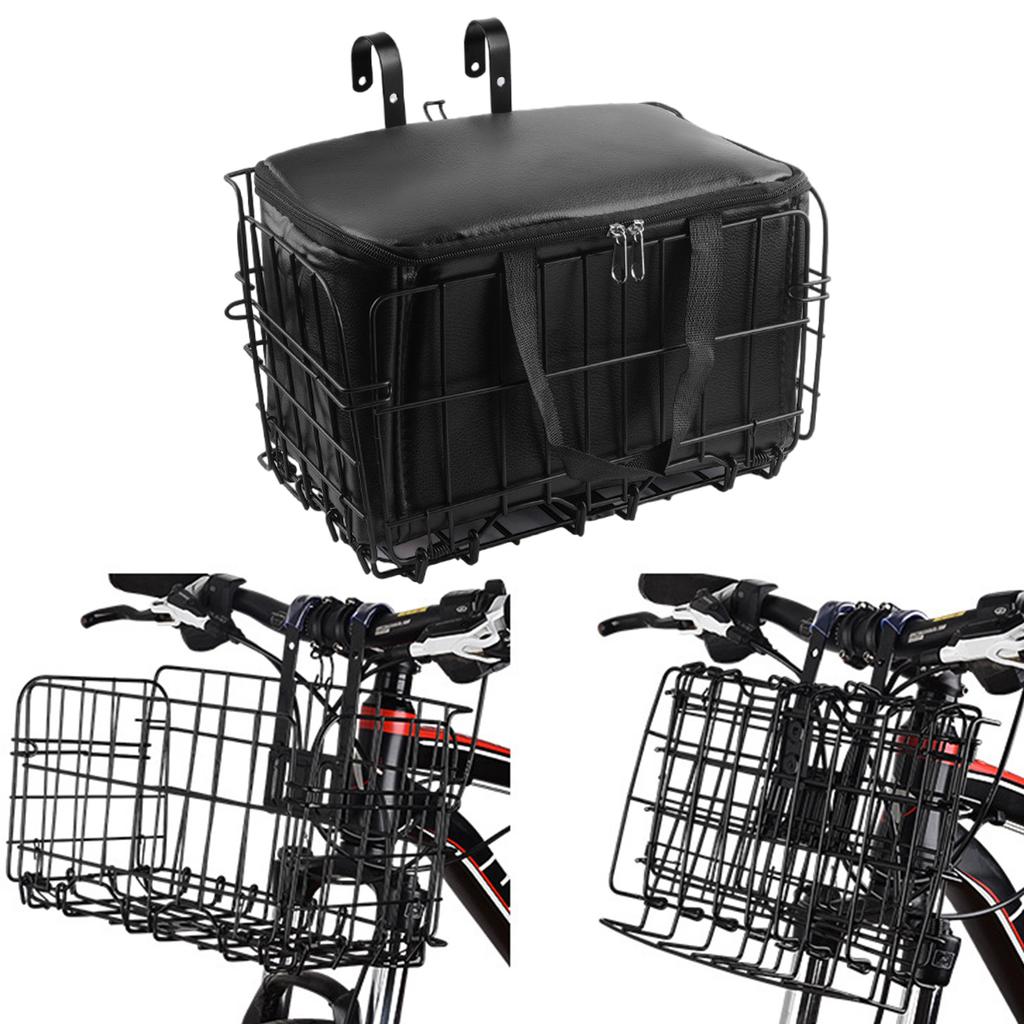 Horské kolo Skládací závěsný koš Kovový přední řídítkový koš na kolo Přední a zadní závěsný koš s tlustými bočnicemi Přívěsný koš
