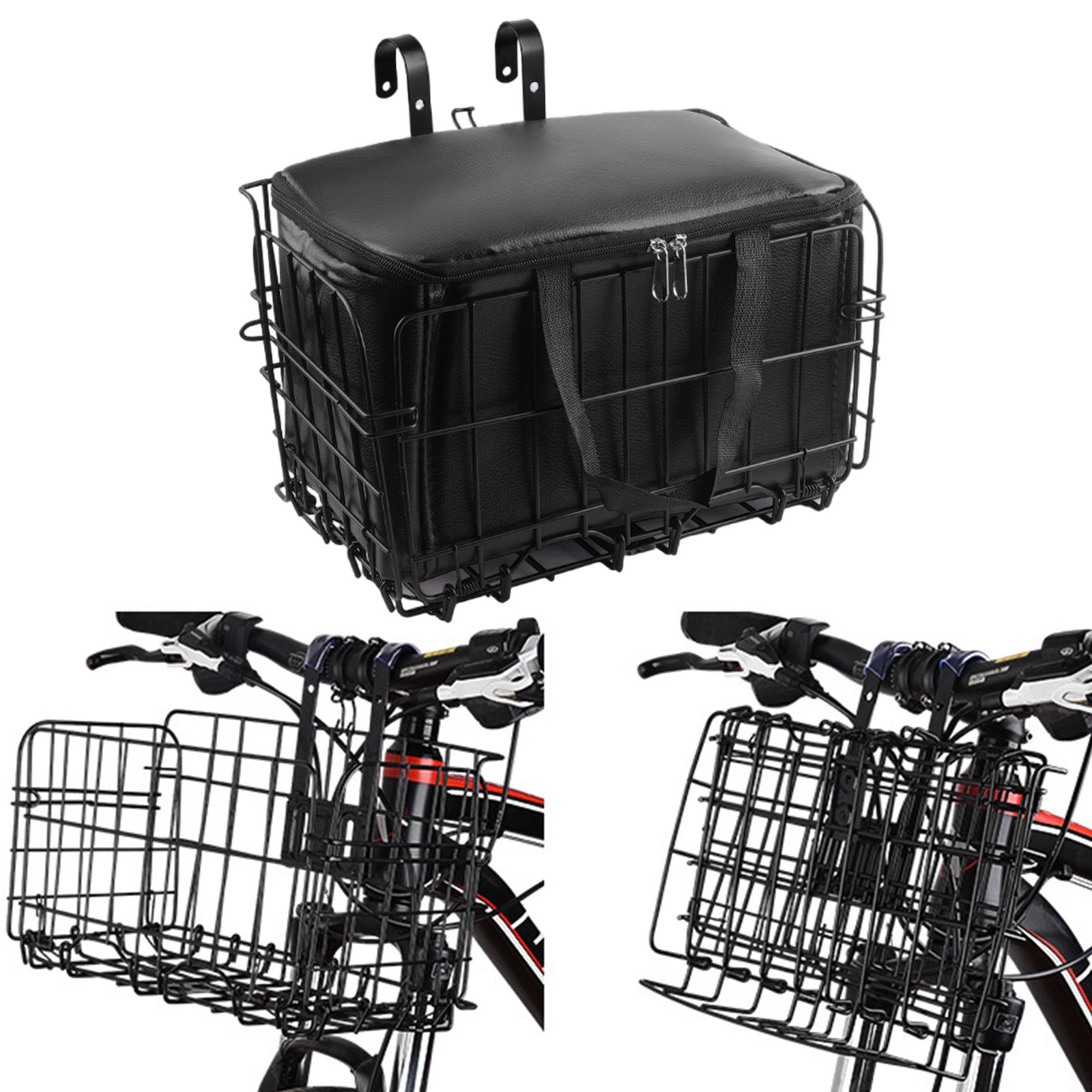 Folding Bike Front Basket Folding Bicycles Basket with Removable Liner Bag Front & Rear Hanging Bike Basket Enduring