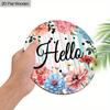 2D Flat Hello Wooden Sign with Chrysanthemum Pattern - Charming Decorative Plaque - Ideal for Home, Office, Yard Decor