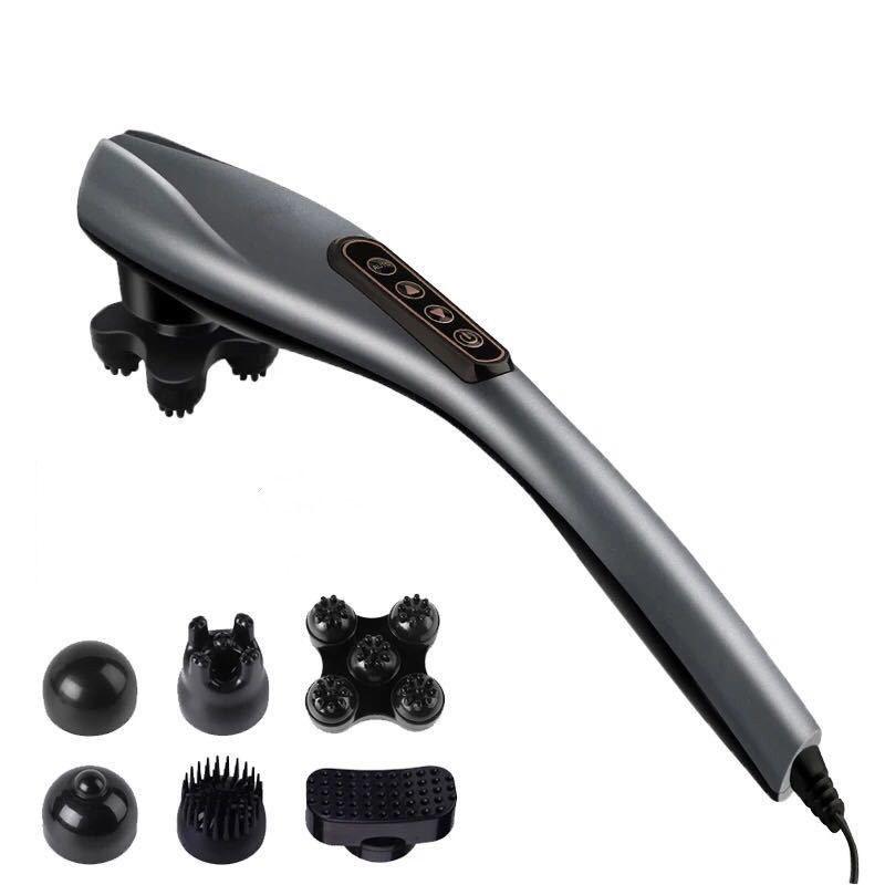 Handheld Back Massager Portable Electric Massage Stick Deep Tissue Massage for Back Neck Shoulders Full Body 12 Modes 6 Heads