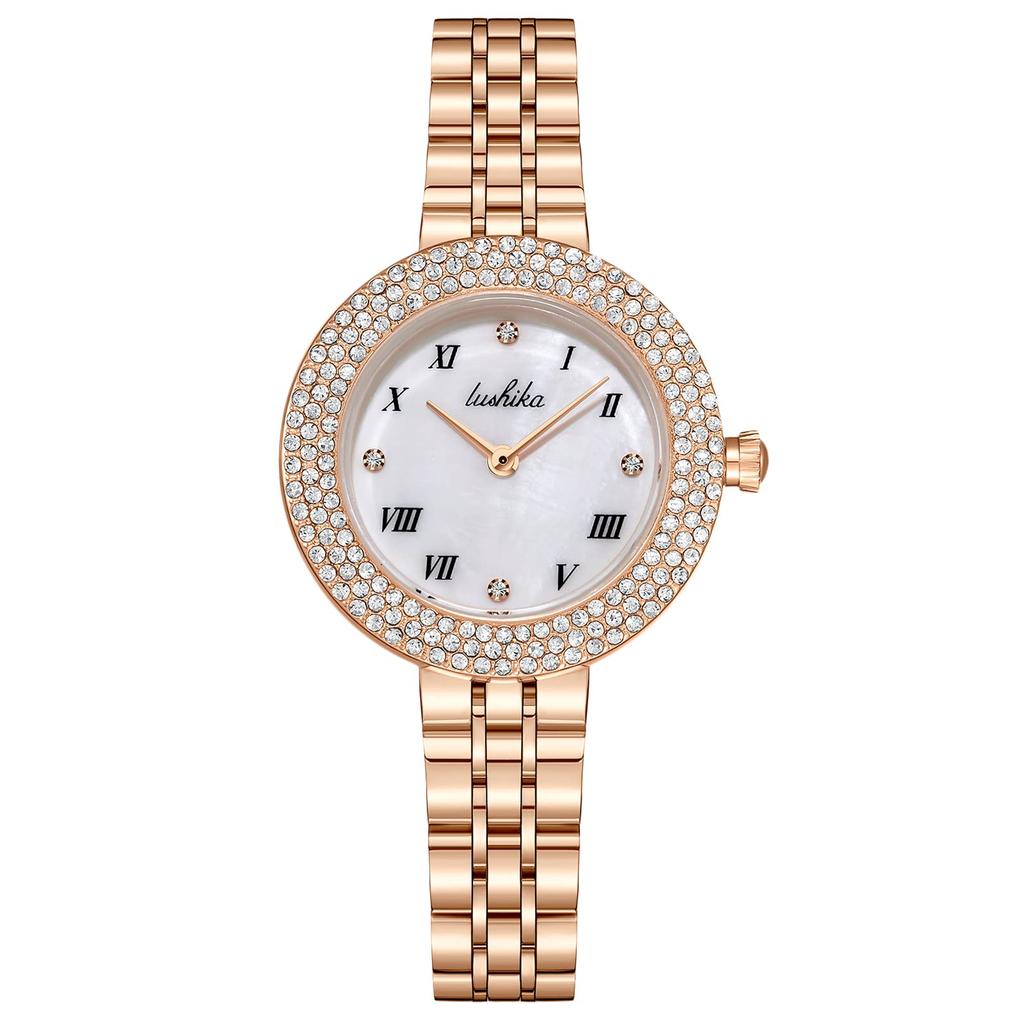 RORIOS Artificial Sparkling Shell Stainless Steel Watch for White Gold Women's Watch, Stylish, Analog, Cute, Diamond, Dial, Band, Waterproof, Quartz,