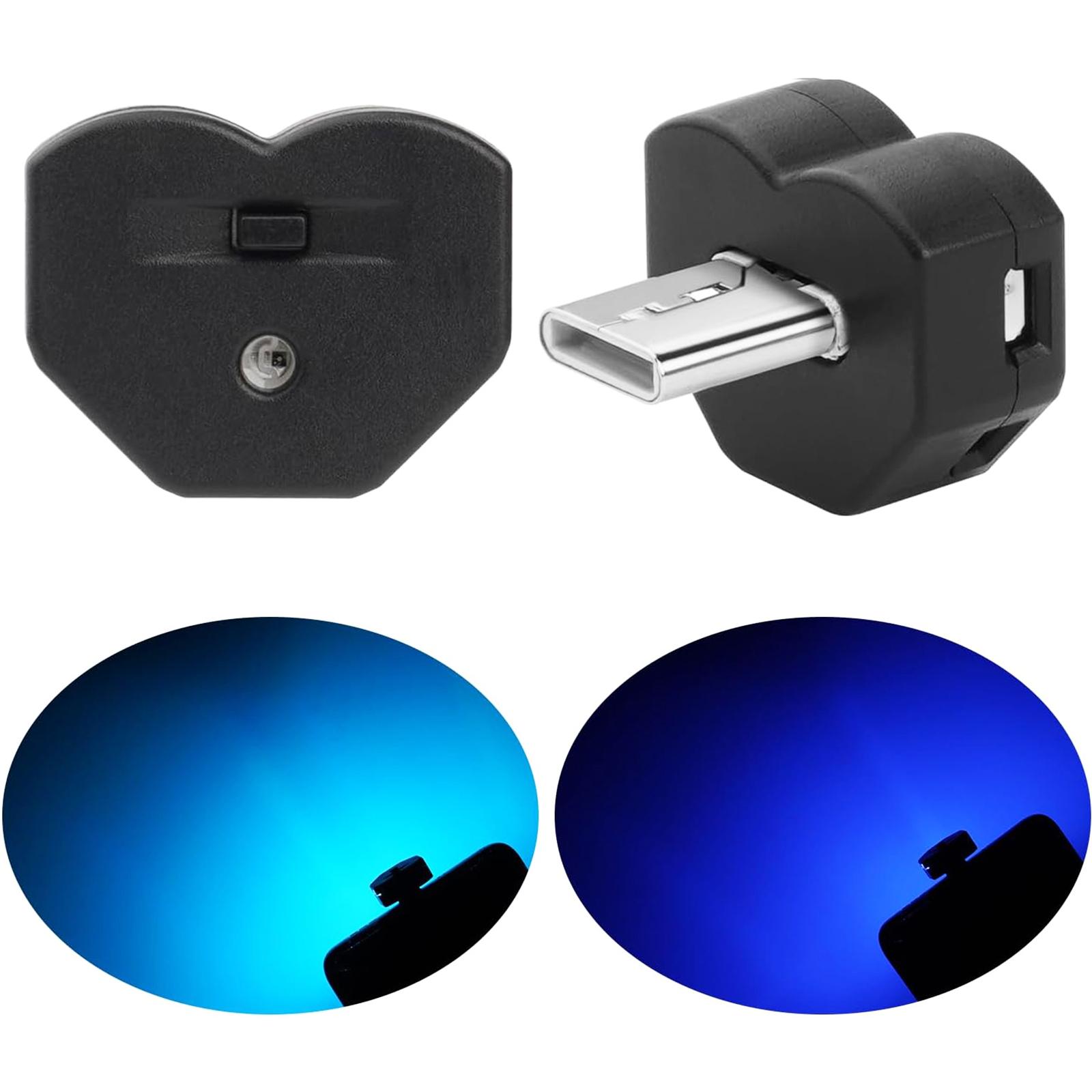 

2x Автомобильный USB-светильник с 8-цветным градиентом, мини-цветной светодиодный USB-C для праздничной вечеринки, ноутбука, атмосферы, салона, центральной консоли автомобиля синий