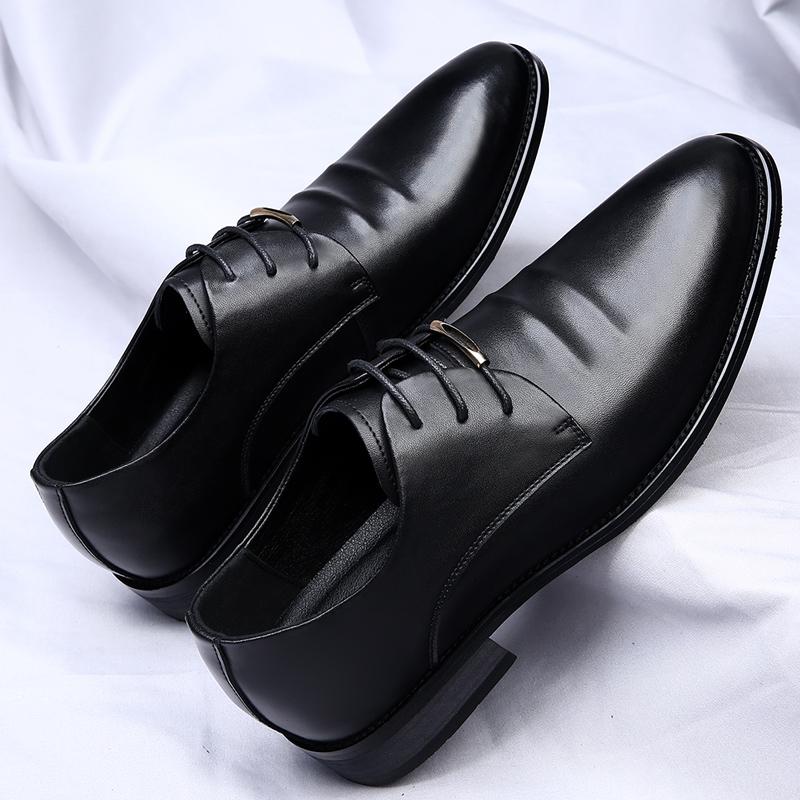 Модные мужские кожаные туфли на шнуровке — фото 3