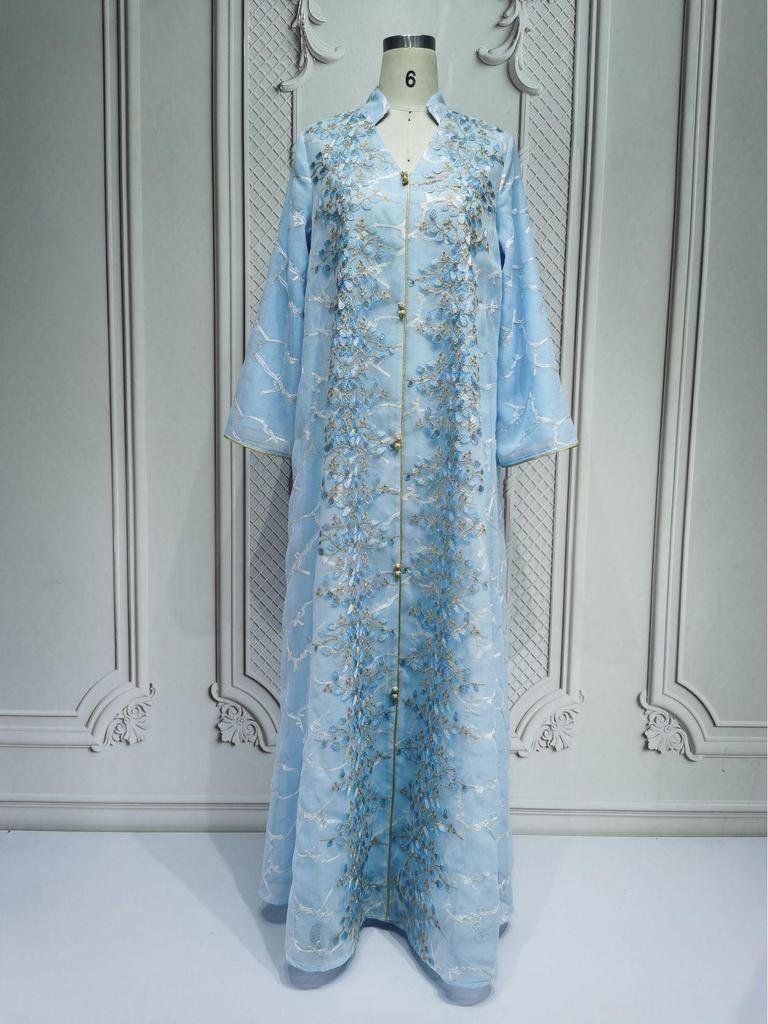 Middle Eastern Arabic Style Embroidered Long Sleeve Dress for Muslim Women 2025