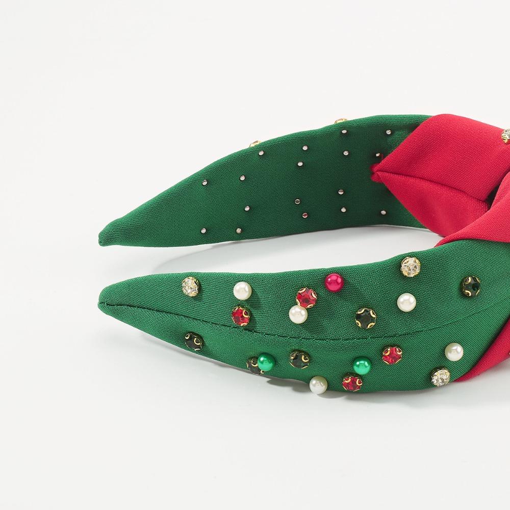Adjustable Christmas Headband All-match Pearl Rhinestone Hair Hoop Fashion Christmas Headdress