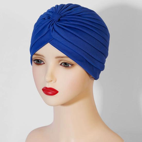 Yoga Hat with Satin Lining Hair Protection Frizz Control Soft Breathable Turban Nightcap High-Elastic Pleated Fabric Turban Hat
