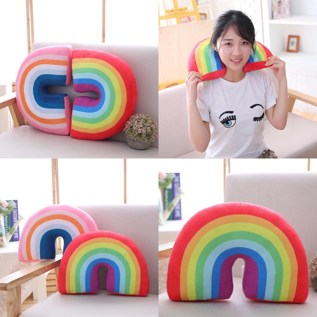 Multicolour Rainbow Plush Pillow Cushion Ideal For Relaxation And Decoration