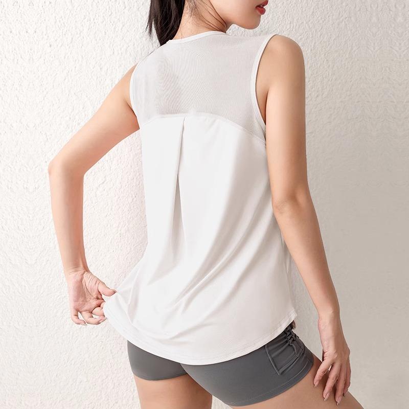Women's Loose Quick-Dry Sports Tank Top Yoga Training Vest Sleeveless Fitness Summer Top Running Exercise Cover-Up