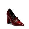 Fashion FHC Spring New Chunky High Heels,Women Pumps,Single Shoes,Pointed Toe,Chain,Buckle,Slip On,Brown,Black,Red,Dropship