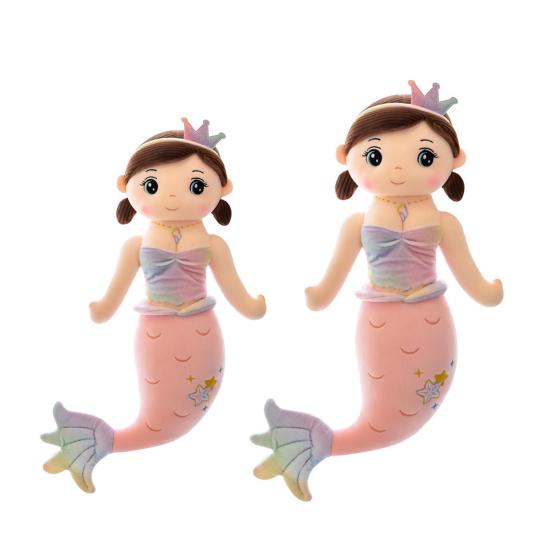 Meerjungfrau Plüschkissen Niedliche Krone Bunte Fischschwanz Fischpuppe Weicher Begleiter Plüschtiere Stofftier Meerestier Cartoon Fisch Plüschtier Geburtstagsgeschenk