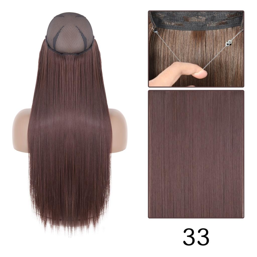 XINRAN Moda Damska Kolor Ombre Niewidoczny Długi Doczepiany Włos Syntetyczny Włókno Długie Falowane Ombre Cosplay Codzienne Noszenie Bez Klipsów Przedłużanie Włosów