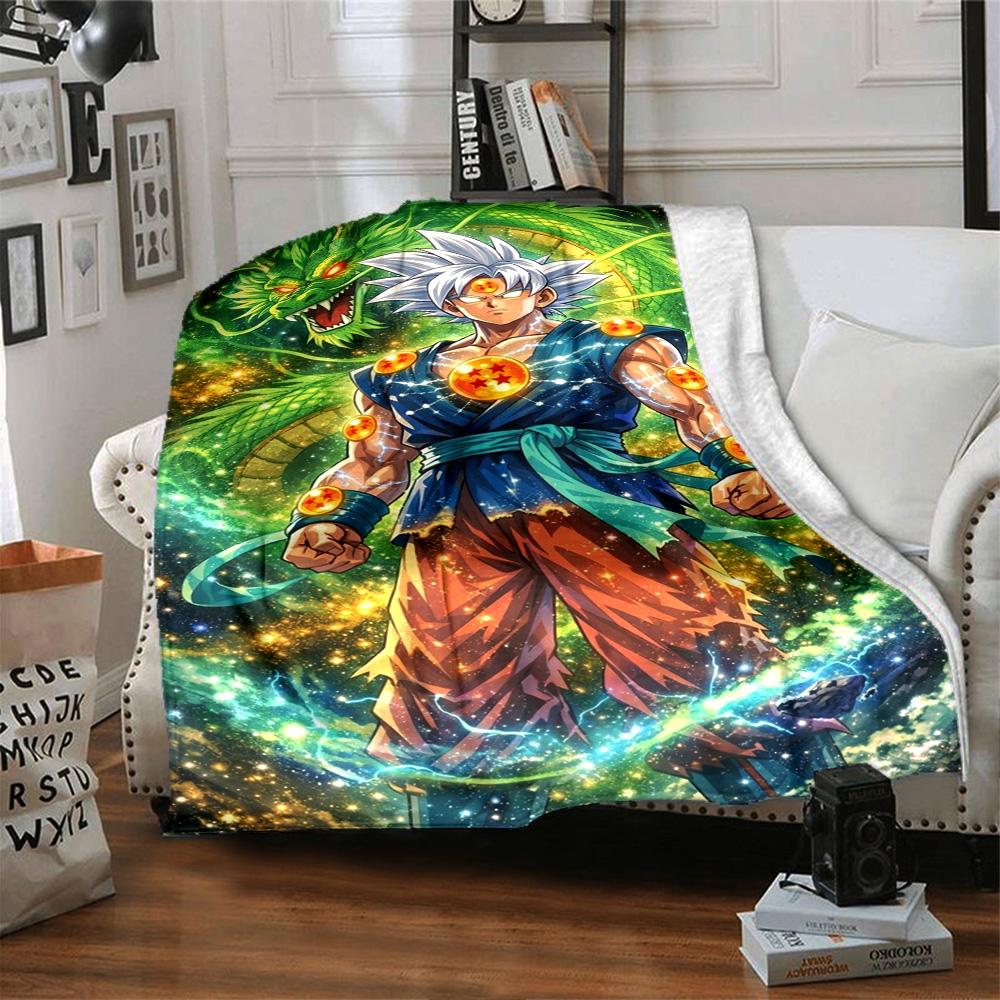 Goku Anime Print Flannel Blanket High Quality Warm Comfortable Cover for All Seasons Perfect for Gifts Home Decor