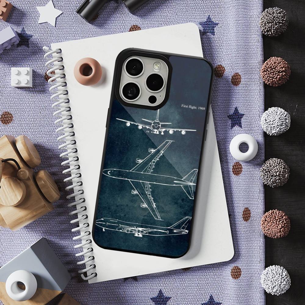 Blueprints Art Aircraft For iPhone 15,Mini,13,12,Pro,16,17,Max,11,14,Plus,For Magsafe,Magnetic Wireless Charging Case