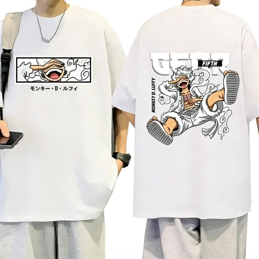 Plus Size One Piece Anime Printed Men and Women Tshirt Casual Parent Child Top Fashion Harajuku Style Y2K Street Wear Summer