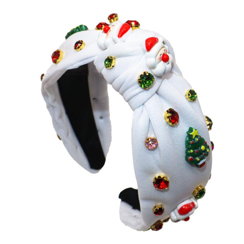 European & American Rhinestone Santa Christmas Headband: Wide-Brimmed Knotted Hair Accessory