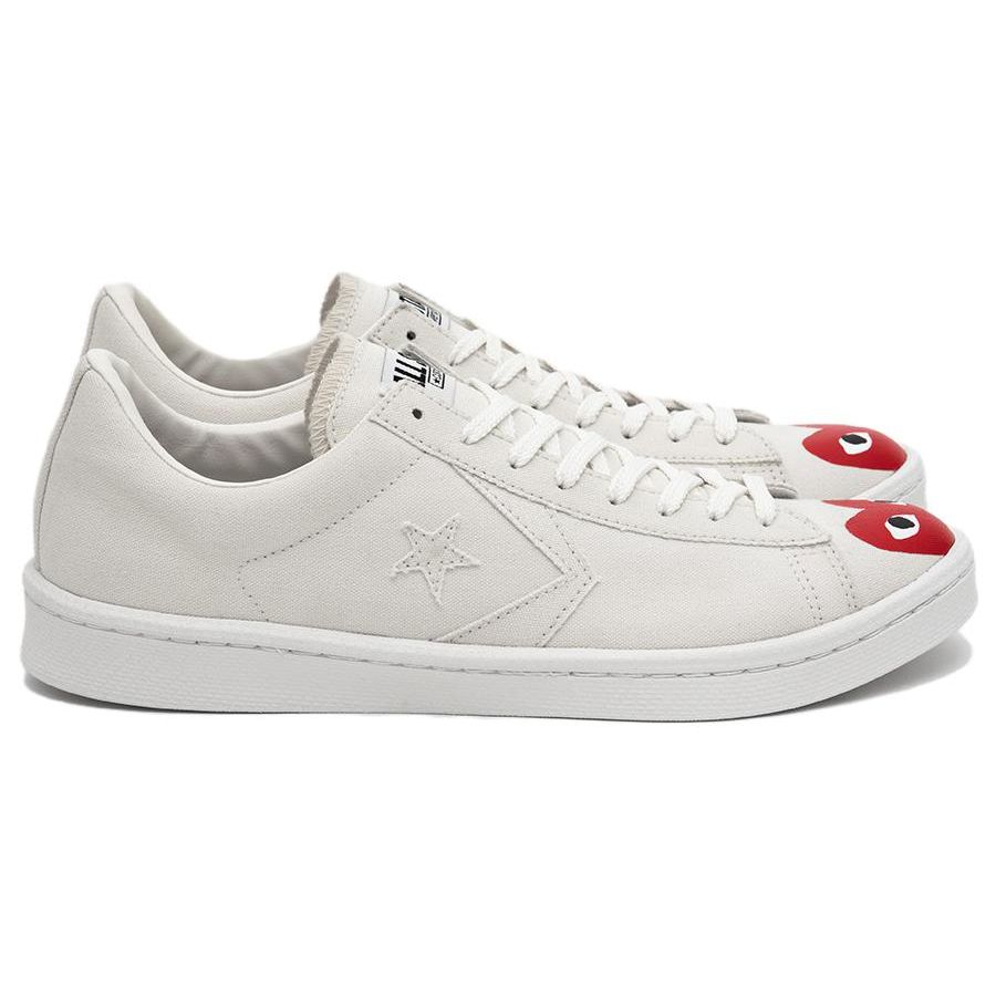 Comme Des Garçons Play X Converse Pro Leather Durable Breathable Low-Top Skate Shoes Unisex Sneakers White Red 34201320