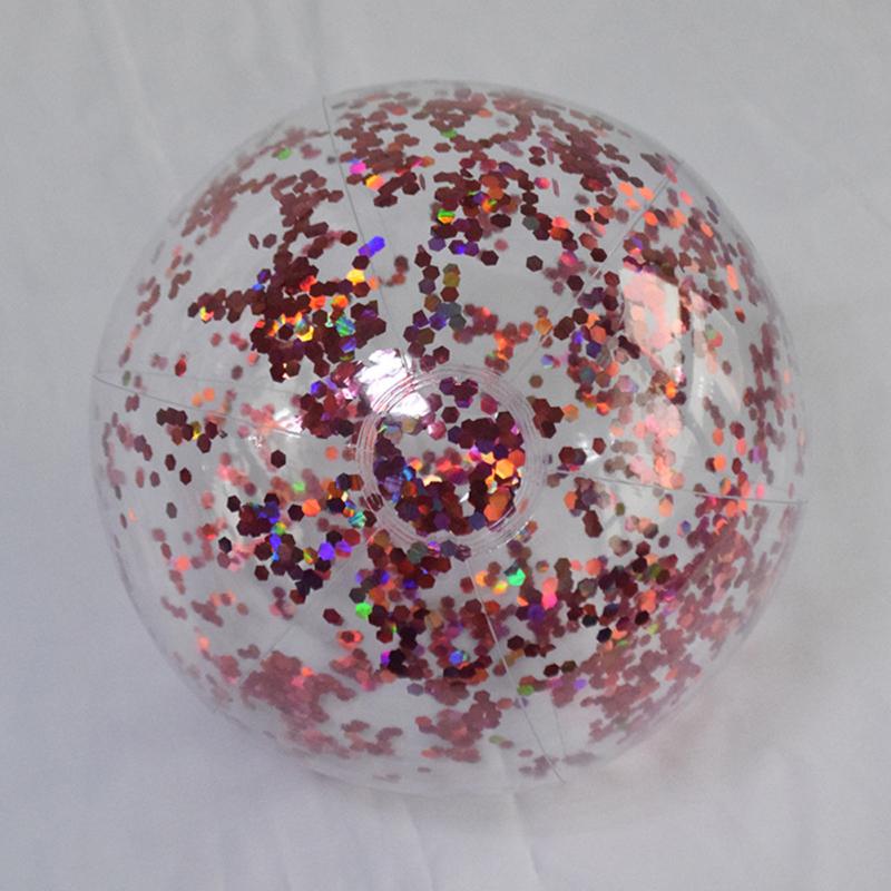 Inflatable Glitter Beach Ball Pvc Floatable Confetti Beach Ball Toy For Swimming Pool Beach Party