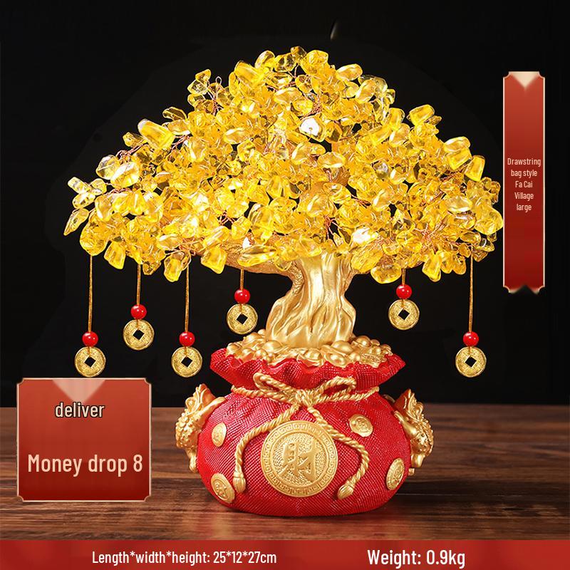 Citrine Money Tree Ornament - Home Decoration for Living Room, Housewarming, New Year, or New Home Opening Gift