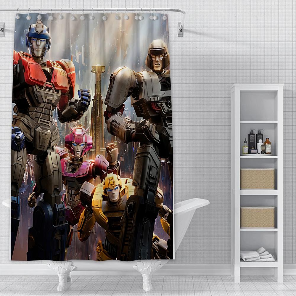 Shower Curtain Waterproof Polyester Fabric Paint Colorful Bath Curtains Transformers Autobot Home Bathroom Decor With Hook