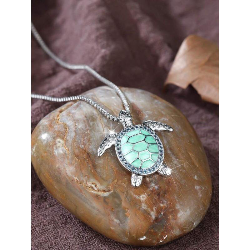 Jewelry watches cute turtle pendant necklace with green enamel and