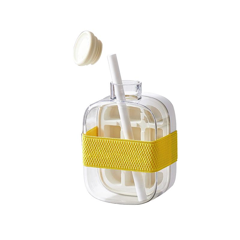 

Ice Cube Bottle With Straw, 2-In-1 Touch-Free Ice Cube Tray Water Bottle, Leakproof Silicone Ice Mold For Freezer, Coffee, Juice S белый